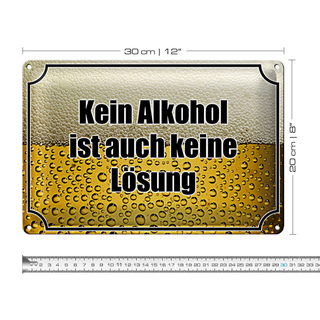 Blechschild Spruch 30x20cm Bier kein keine Lösung