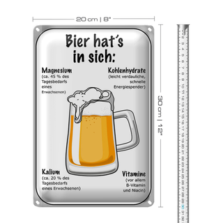 Blechschild Spruch 20x30cm Bier Magnesium Kalium Vitamine