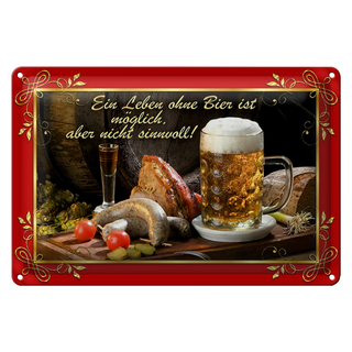 Blechschild Spruch 30x20cm Leben ohne Bier ist sinnlos