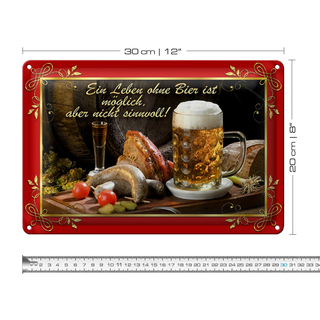 Blechschild Spruch 30x20cm Leben ohne Bier ist sinnlos