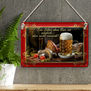 Blechschild Spruch 30x20cm Leben ohne Bier ist sinnlos