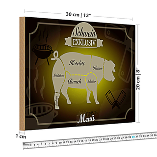 Holzschild Fleisch 30x20cm Schwein exklusiv Menü
