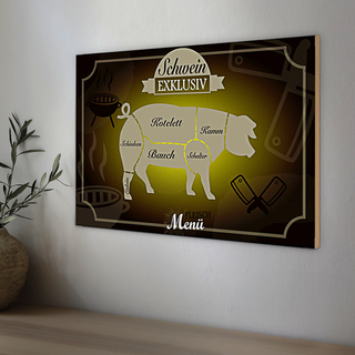 Holzschild Fleisch 30x20cm Schwein exklusiv Menü