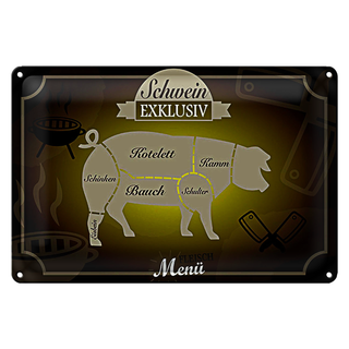 Blechschild Fleisch 30x20cm Schwein exklusiv Menü