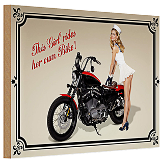 Holzschild Motorrad 30x20cm this girl rides her own Bike