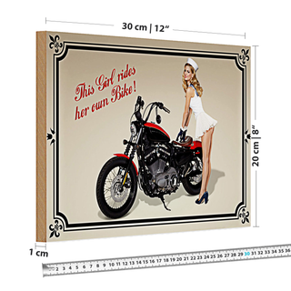Holzschild Motorrad 30x20cm this girl rides her own Bike