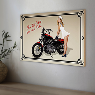 Holzschild Motorrad 30x20cm this girl rides her own Bike