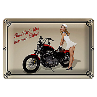 Blechschild Motorrad 30x20cm this girl rides her own Bike