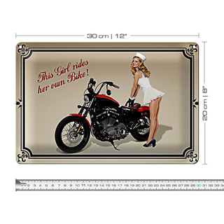 Blechschild Motorrad 30x20cm this girl rides her own Bike