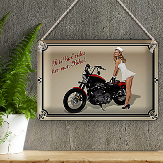 Blechschild Motorrad 30x20cm this girl rides her own Bike