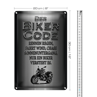 Blechschild Motorrad 20x30cm Biker Code rennen Regen Wind