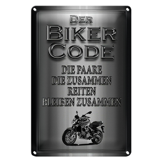 Blechschild Motorrad 20x30cm Biker Code Paare zusammen
