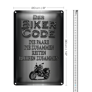 Blechschild Motorrad 20x30cm Biker Code Paare zusammen