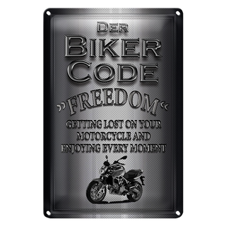 Blechschild Motorrad 20x30cm Biker Code Freedom getting