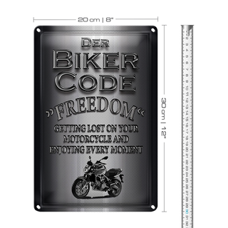 Blechschild Motorrad 20x30cm Biker Code Freedom getting