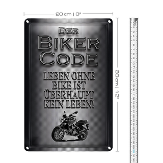 Blechschild Motorrad 20x30cm Biker Code leben ohne kein Leben