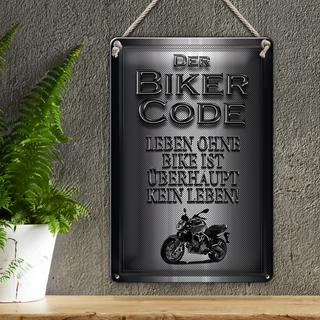 Blechschild Motorrad 20x30cm Biker Code leben ohne kein Leben