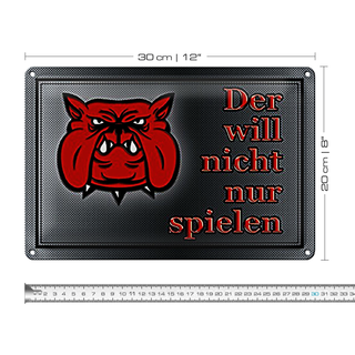 Blechschild Warnung 30x20cm Hund will nicht nur spielen