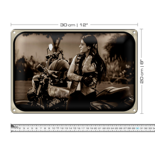 Blechschild Motorrad 30x20cm Bike Girl Frau biker Pinup