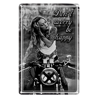 Blechschild Motorrad 20x30cm Bike Girl don´t worry happy