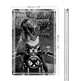 Blechschild Motorrad 20x30cm Bike Girl don´t worry happy