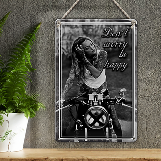 Blechschild Motorrad 20x30cm Bike Girl don´t worry happy