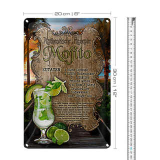 Blechschild Rezept 20x30cm Mojito Zutaten Limette Minze