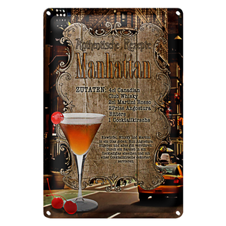 Blechschild Rezept 20x30cm Manhattan Zutaten Canadian