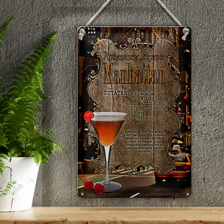 Blechschild Rezept 20x30cm Manhattan Zutaten Canadian