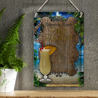 Blechschild Rezept 20x30cm Pina Colada Zutaten Rum Ananas