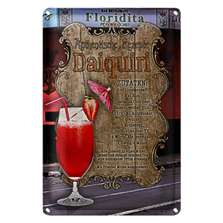 Blechschild Rezept 20x30cm Daiquiri Zutaten Limettensaft