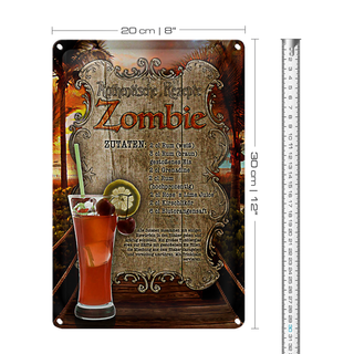 Blechschild Rezept 20x30cm Zombie Zutaten Rum Grenadine