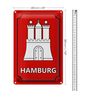 Blechschild Wappen 20x30cm Hamburg Bundesland