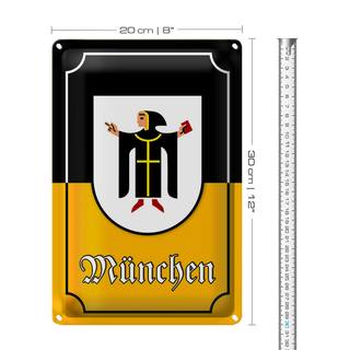 Blechschild Wappen 20x30cm München Stadtwappen Bayern