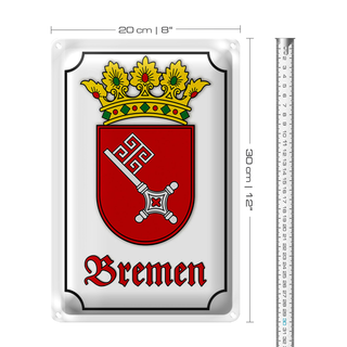 Blechschild Wappen 20x30cm Bremen Stadtwappen Stadt