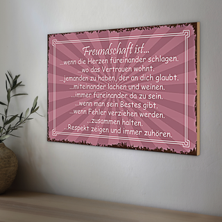Holzschild Spruch 30x20cm Freundschaft ist wenn Herze
