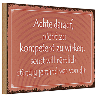 Holzschild Spruch 30x20cm kompetent ständig will jemand