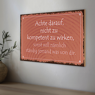 Holzschild Spruch 30x20cm kompetent ständig will jemand