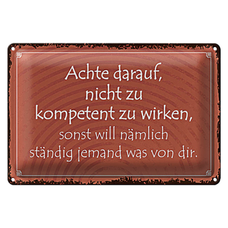 Blechschild Spruch 30x20cm kompetent ständig will jemand