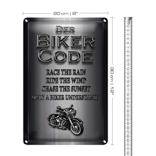 Blechschild Motorrad 20x30cm Biker Code race the rain ride