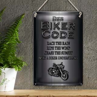 Blechschild Motorrad 20x30cm Biker Code race the rain ride