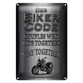 Blechschild Motorrad 20x30cm Biker Code stay ride together