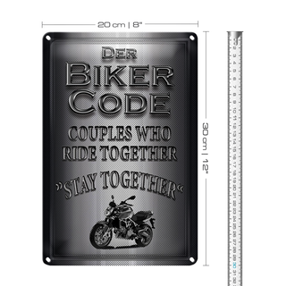 Blechschild Motorrad 20x30cm Biker Code stay ride together