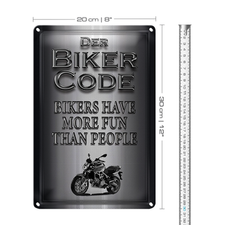 Blechschild Motorrad 20x30cm Biker Code more fun people