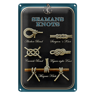 Blechschild Spruch 20x30cm Seamans Knots Seemansknoten