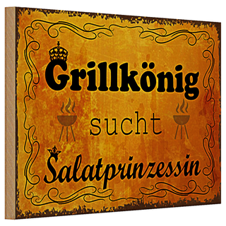 Holzschild Spruch 30x20cm Grillkönig Salatprinzessin