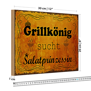 Holzschild Spruch 30x20cm Grillkönig Salatprinzessin