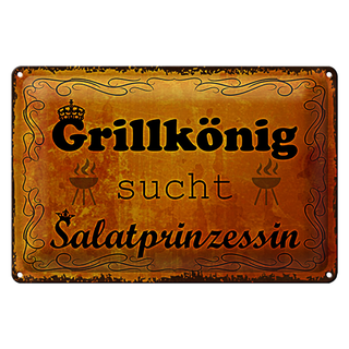 Blechschild Spruch 30x20cm Grillkönig Salatprinzessin