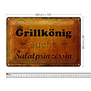 Blechschild Spruch 30x20cm Grillkönig Salatprinzessin