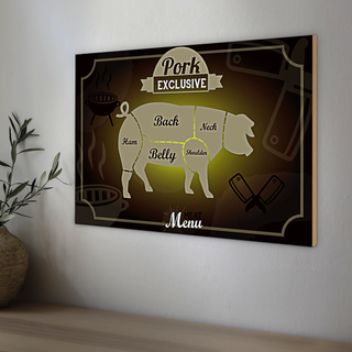 Holzschild Fleisch 30x20cm Schnitte Pork exklusive Menü